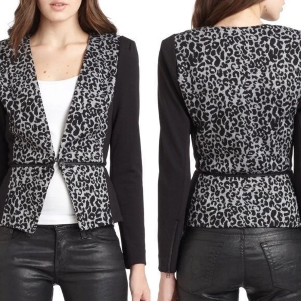 Rebecca Taylor Leopard Zip Blazer